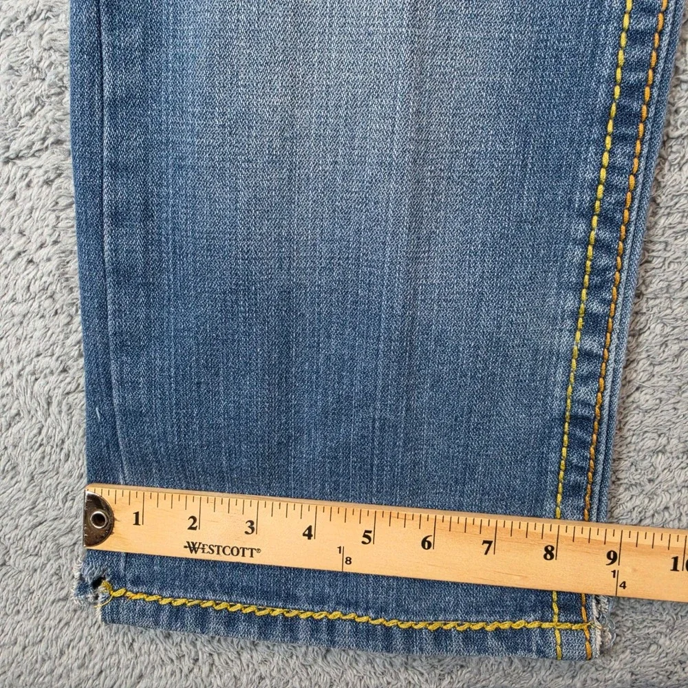 Vtg True Religion Ricky Big T Jeans Mens 34x32 Blue Straight Leg USA Made Stitch